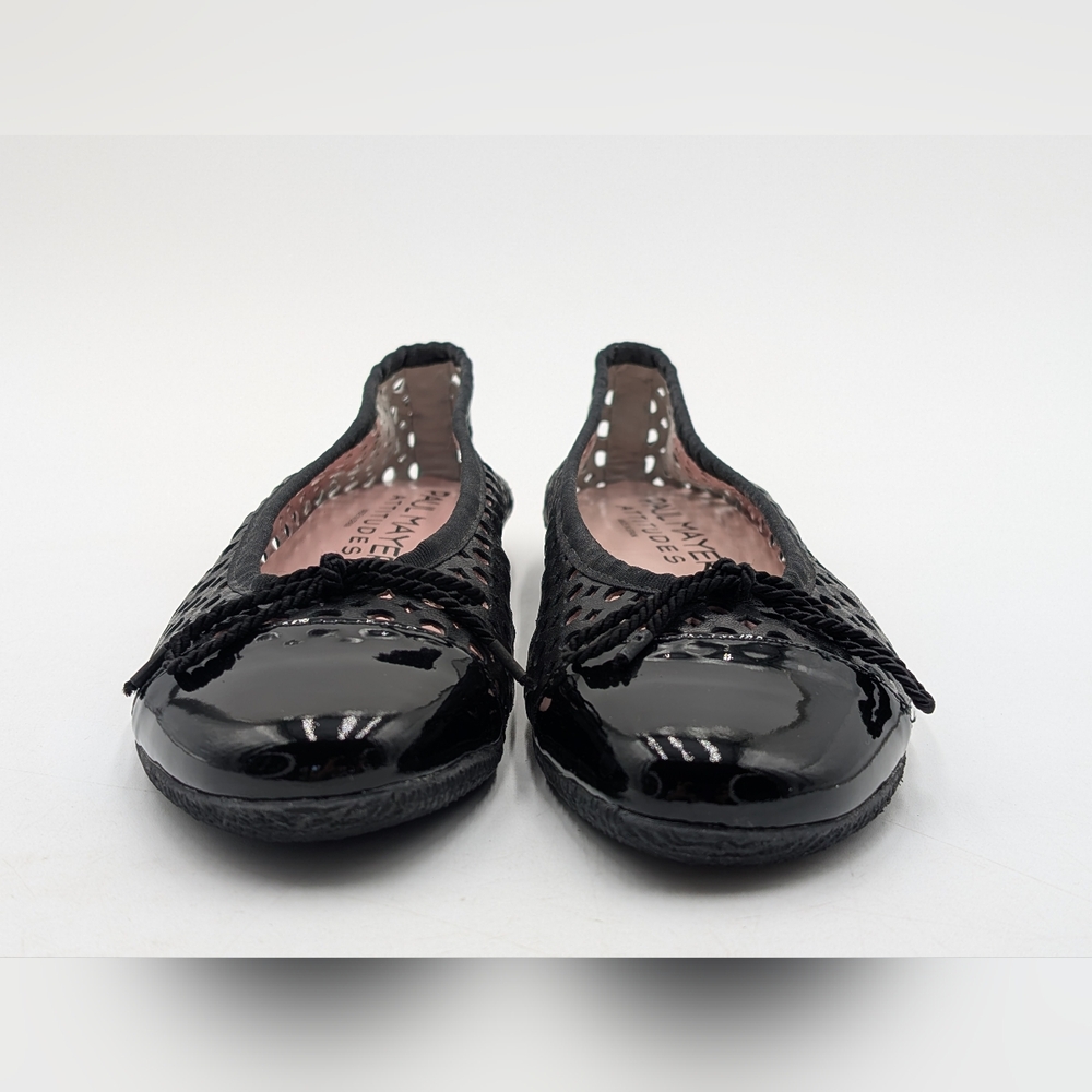 Paul Mayers Attitudes Ballet Flats Sz 8B Black Patent & Mesh Leather Women Shoes - Picture 14 of 17
